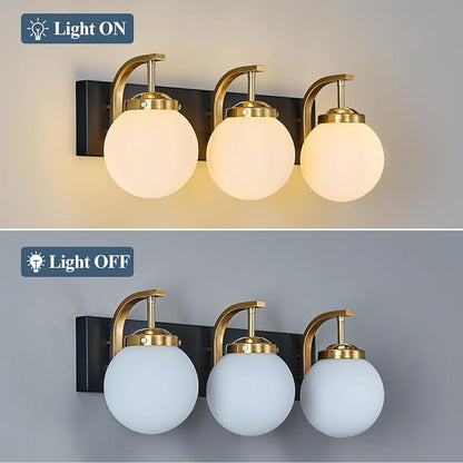 Bathroom Vanity Light Fixtures Over Mirror Modern Sand Black Gold 3 Lights Wall Sconce Vanity Light for Bathroom Lighting