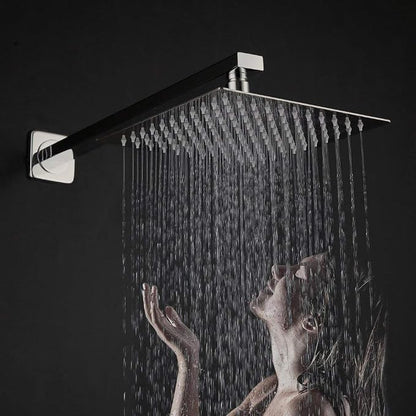 16 Inch Square Rain Shower Head | 304 Stainless Steel, 324 Jets, Ultra Thin High Pressure Bathroom Rainfall Showerhead, Brushed Nickel