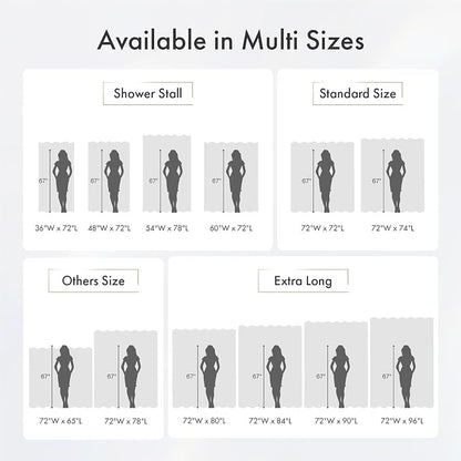 Amazer Long Shower Curtain Liner Washable 72x80 Inches, White Shower Liner Fabric with 2 Bottom Stones, Waterproof 2-in-1 Shower Curtain and Liner, 12 Grommet Holes, 120 GSM, White