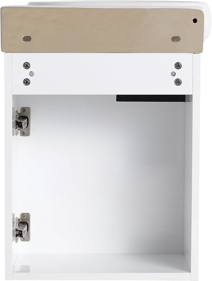 16" Bathroom Vanity with Sink, 16 Inch Floating Bathroom Vanity for Small Space, Modern Bathroom Vanity, White Wall Mounted Cabinet Set (029, GWH.16''W x 12''D)