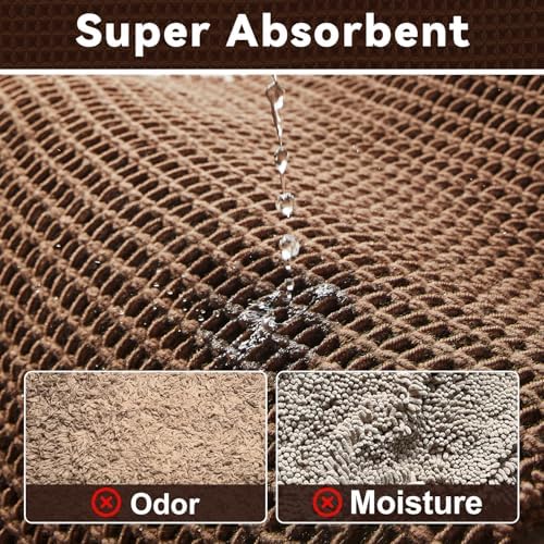 Triohero Waffle Bath Mat, Boho Bathroom Rugs Non Slip, 24x48 Mocha
