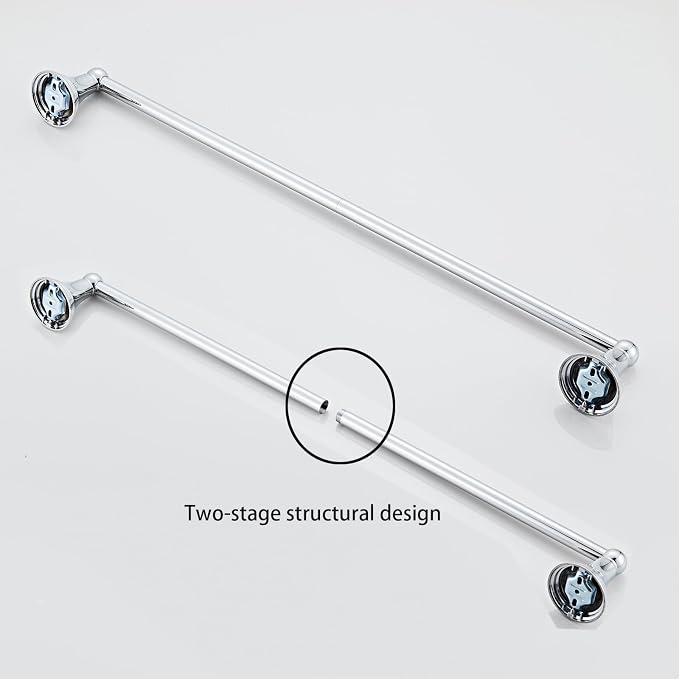 4-Piece Towel Bar Set, 24 Inch Towel Racks for Bathroom Wall Mounted in Chrome, SUS304 Stainless Steel Complete Bathroom Hardware
