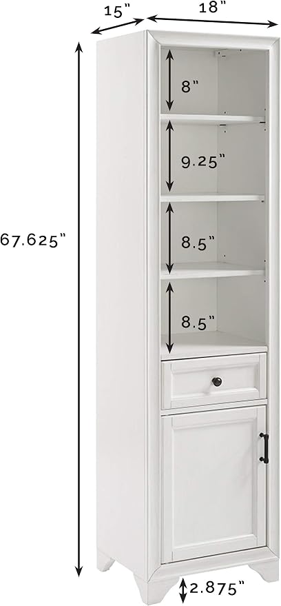 Crosley Furniture Tara Linen Storage Cabinet and Bathroom Organizer with a Drawer and Shelves, Vintage White