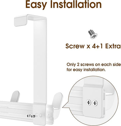 Over The Door Hooks Hanger, Heavy Duty Rack for Winter Coat, Fits 1 3/4" Doors, L7U - Bathroom Accessories and Towel Organizer Holder - White