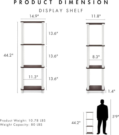 Homes: Inside + Out Apexa Modern 4-Tier Narrow Shelving Units, Collectibles Display Shelves, Easy Assembly Standing Shelf, Home Storage Organizer for Living Room, Bedroom, Office, Espresso