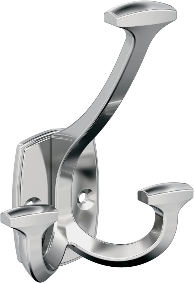 Amerock H3700426 | Vicinity Triple Prong Decorative Wall Hook | Polished Chrome Hook for Coats, Hats, Backpacks, Bags | Hooks for Bathroom, Bedroom, Closet, Entryway, Laundry Room, Office