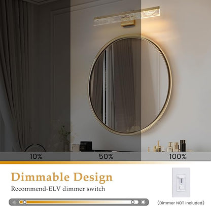 Gold Vanity Light - 24 Inch Modern Bathroom Light Fixture Over Mirror 18W 3000K Warm Lighting Dimmable LED Vanity Lights for Bathroom Restroom Mirror