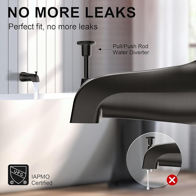 Gold Hao The Bathroom Slip-On Tub Spout with Diverter - Compatible with American Standard 8888026.002 Tub Spout, 5" Bathtub Faucet, Fits 1/2" Copper Piper (5/8" Diameter) - Oil Rubbed Bronze