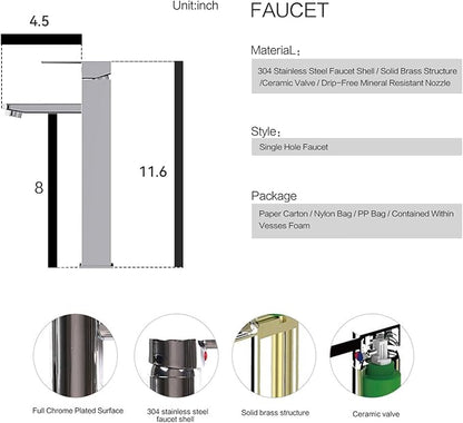 Bathroom Vessel Sink, Tempered Glass Vanity Round Bowl, Clear Blue | Chrome Faucet, Pop Up Drain, Above Counter, Easy Clean