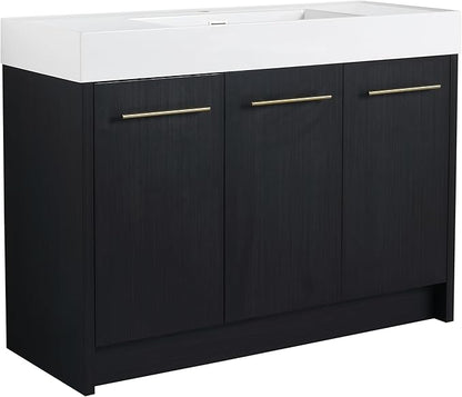 48 Inch Freestanding Bathroom Vanity,48" Bathroom Vanity with Sink,Modern Single Sink Vanity Combo,Black Floor Stand Cabinet Set