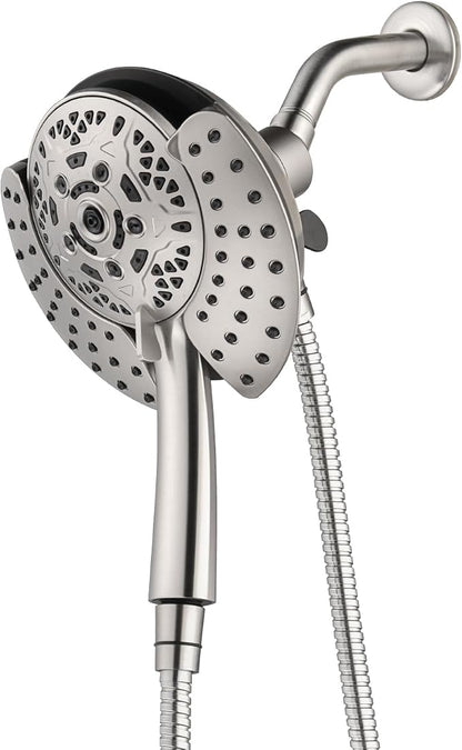 2 in 1 Shower Head with Handheld Combo High Pressure Nickel 1.8 GPM | 7.2" Rain Showerhead and 10 Spray Hand Held Shower, Adjustable Shower Angle, 59-inch Rotatable Stainless Steel Hose