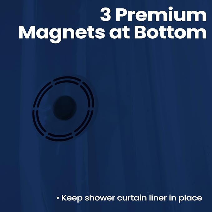 downluxe Shower Curtain Liner, PEVA Plastic Shower Liner with 3 Magnets, 72" x 72" Waterproof Bathroom Curtain, Navy, 1 Pack