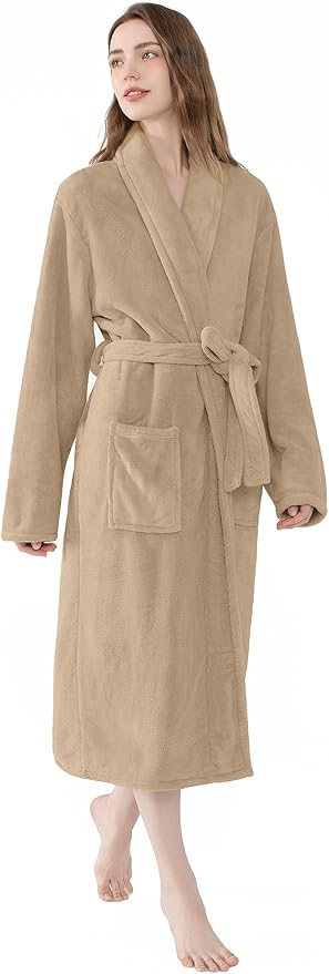Soft Robe For Women，Warm Plush Bath Robes Female，Spa Towel After Shower Lightweight Long Bathrobe