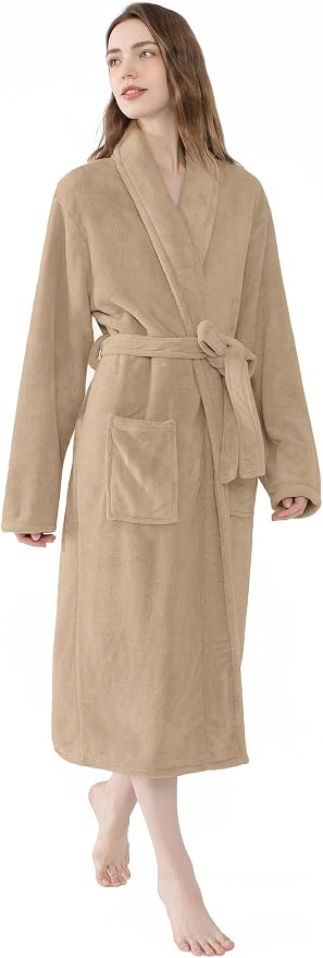 Soft Robe For Women，Warm Plush Bath Robes Female，Spa Towel After Shower Lightweight Long Bathrobe