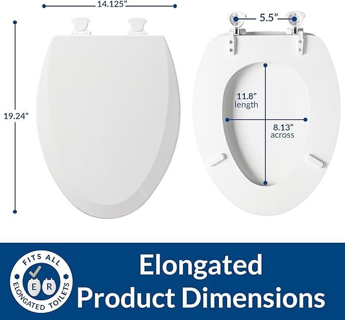 Bemis 1500EC 146 Almond Elongated Molded Wood Toilet Seat with Easy-Clean & Change Hinge (Pack of 2)