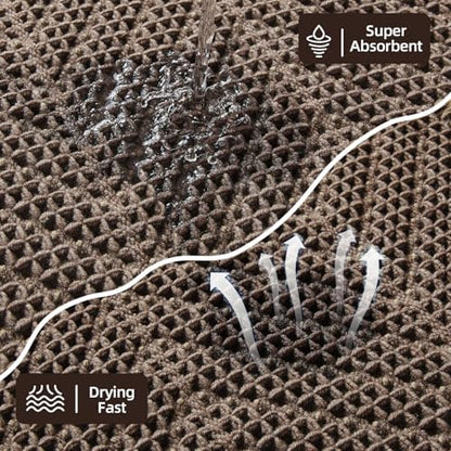 Sunfly Boho Herringbone Waffle Bath Mat, Ultra Soft Non-Slip Bathroom Rug - Super Absorbent & Quick Dry, Washable Bath Rug for Bathroom 16"x24" Taupe
