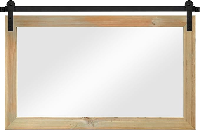 COGOOD Farmhouse Bathroom Mirrors for Over Sink - 26 x 41 Burlywood | Rustic Barn Door Wood Framed Vanity Mirror for Entryway, Living Room, Bedroom, Dresser Wall Decor