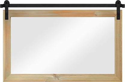 COGOOD Farmhouse Bathroom Mirrors for Over Sink - 26 x 41 Burlywood | Rustic Barn Door Wood Framed Vanity Mirror for Entryway, Living Room, Bedroom, Dresser Wall Decor
