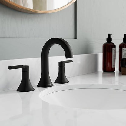 Pfister Vaneri Bathroom Sink Faucet, 8-Inch Widespread, 2-Handle, 3-Hole, NSF Certified, Matte Black Finish, LF049VRIBB