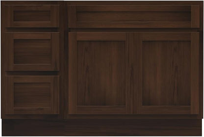 Vanity Art 51 inch Bathroom Vanity with Double Shutter Door, Wood Bathroom Vanity Cabinet with Soft Closing Shaker Drawer, Sturdy Floor Mounted Storage Cabinet Organizer for Bathroom, VA4051-3-B