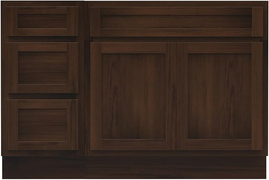 Vanity Art 51 inch Bathroom Vanity with Double Shutter Door, Wood Bathroom Vanity Cabinet with Soft Closing Shaker Drawer, Sturdy Floor Mounted Storage Cabinet Organizer for Bathroom, VA4051-3-B