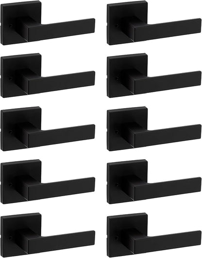 Kwikset Singapore Interior Privacy Door Handle with Lock, Door Lever for Bathroom and Bedroom, Matte Black, Reversible Keyless Turn Lock, with Microban Protection, 10 Pack