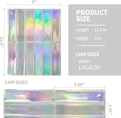 Peel and Stick Backsplash 3D Wall Tiles,Self-Adhesive,Oil Proof,Waterproof, Removable Wall Panels for Kitchen & Bathroom,Modern Design, Easy Install (10.7ft，12x9 inch,14 Pack) (Iridescent)
