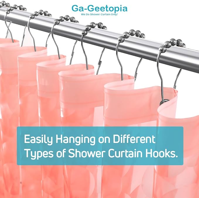 Ga-Geetopia EVA 3D Coral Pearl Water Cube Plastic Shower Curtain Liner - Premium Light Weight 72" x 72" Red Bathroom Shower Showroom Curtain Liner with Rustproof Metal Gromments and Weighted Magnet