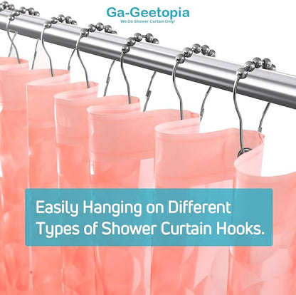 Ga-Geetopia EVA 3D Coral Pearl Water Cube Plastic Shower Curtain Liner - Premium Light Weight 72" x 72" Red Bathroom Shower Showroom Curtain Liner with Rustproof Metal Gromments and Weighted Magnet