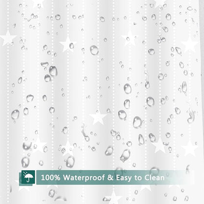 Shower Curtain Liner, White Pentagram Waterproof PEVA Shower Curtains with 3 Duty Heavy Bottom Magnets and 12 Rust Proof Grommets, 72x72 Weighted Shower Liner for Shower Stall, Bathtubs