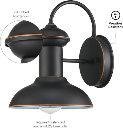 Globe Electric 40190 1-Light Indoor/Outdoor Wall Sconce, Oil Rubbed Bronze, Wall Lighting, Wall Lamp Dimmable, Kitchen Sconces Wall Lighting, Porch Light, Patio Décor, Bulb Not Included