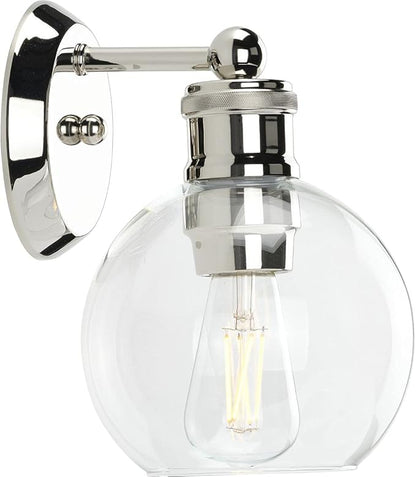 Progress Lighting Hansford Collection 1-Light Clear Glass Coastal Bath Vanity Light Polished Nickel