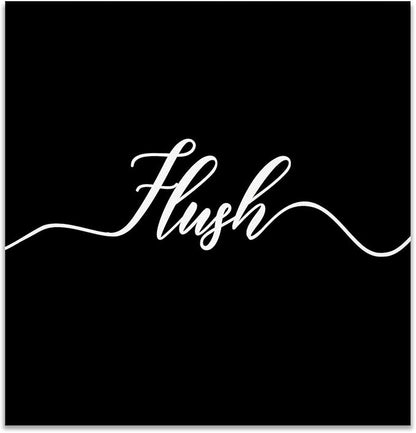 Renditions Gallery Black Flush Sign Bathroom Décor Gallery Wrapped Canvas Wall Art, 16x16,