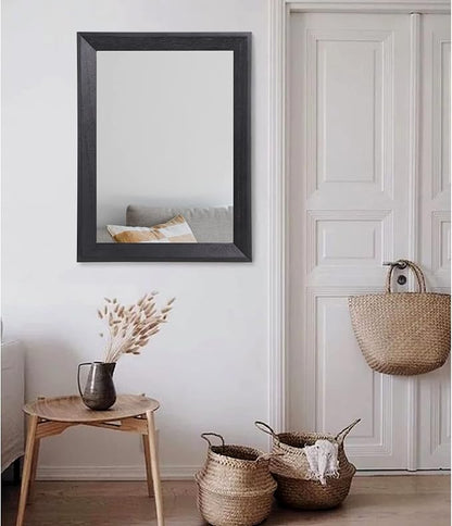 AAZZKANG Black Mirrors for Wall Rectangle Wood Framed Large 26"x18" Decorative Wall Mirror for Bedroom Bathroom Living Room Dressing Room Entryway