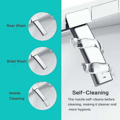 Electric Heated Bidet Toilet Seat, Warm Water, Smart Heated Water Luxury Toilet Seat with Remote Control,with dryer, Night Light, Self-Cleaning Nozzle, Temperature Control