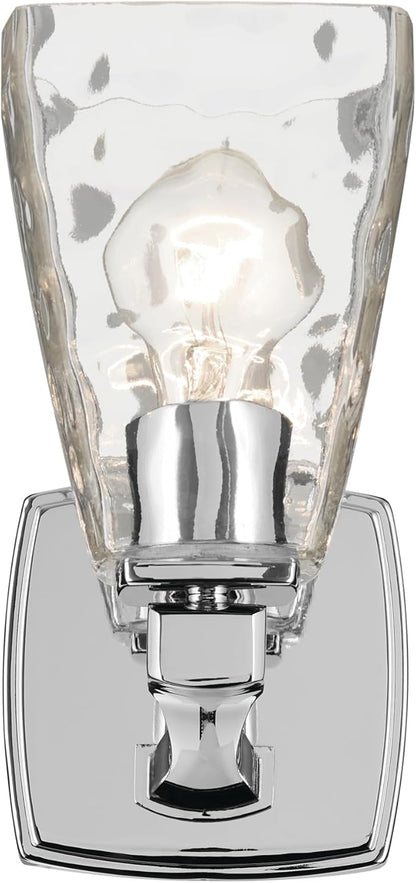 Kichler Marant 5" 1-Light Wall Sconce with Clear Water Glass in Chrome, for Bathroom, Powder Room, Hallway, (5" W x 9.5" H), 55214CHWTR