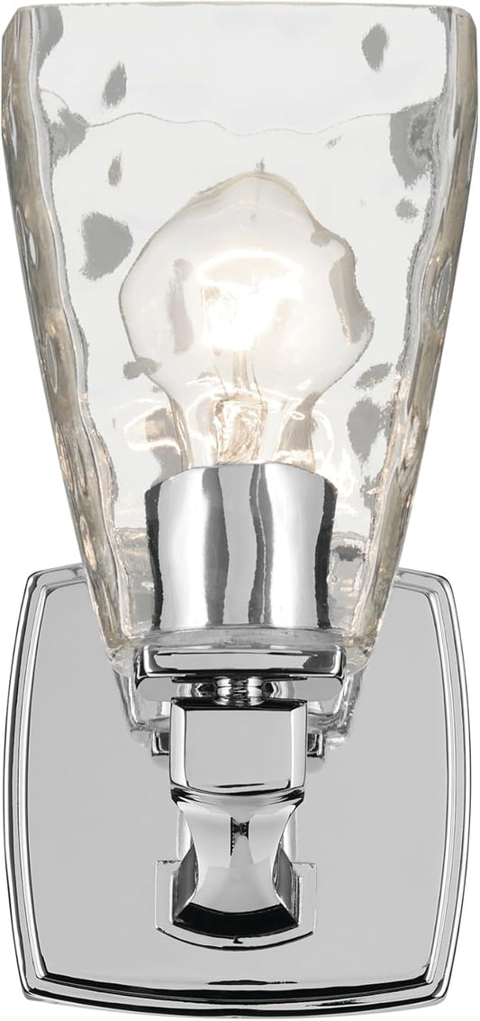 Kichler Marant 5" 1-Light Wall Sconce with Clear Water Glass in Chrome, for Bathroom, Powder Room, Hallway, (5" W x 9.5" H), 55214CHWTR