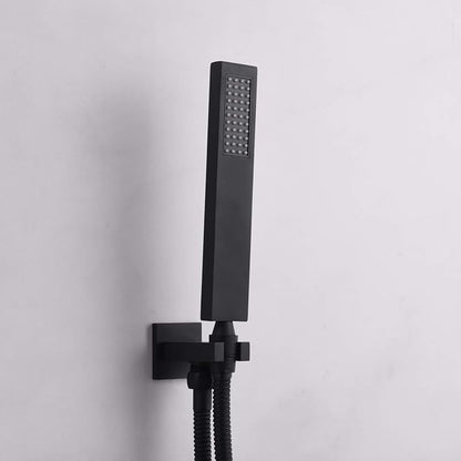 SUMERAIN Bathroom Matte Black Shower System Fixtures | 8" Stainless Steel High Pressure Rain Shower, Brass Rough-in Valve, Hand Shower, Concealed Box Design