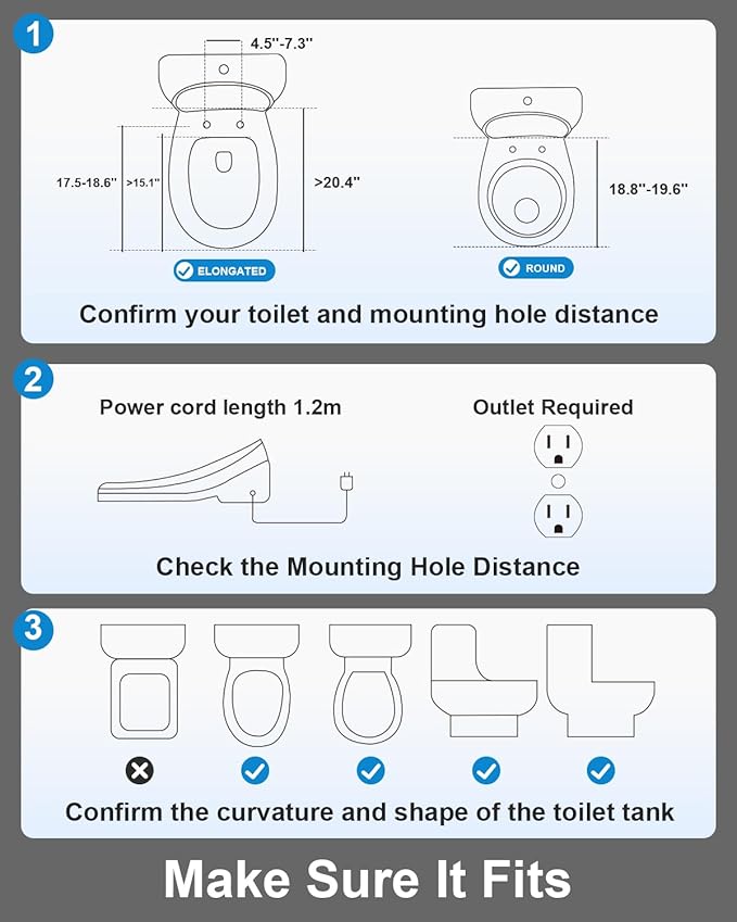 TOTTE Auto Open/Close Lid Bidet Toilet Seat Round, Smart Toilet Seat with Instant Warm Water Heated Bidet Seat & Warm Air Dryer, Multiple Wash Methods, Remote Control, ECO Mode