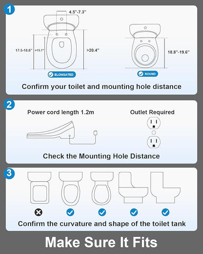 TOTTE Auto Open/Close Lid Bidet Toilet Seat Round, Smart Toilet Seat with Instant Warm Water Heated Bidet Seat & Warm Air Dryer, Multiple Wash Methods, Remote Control, ECO Mode