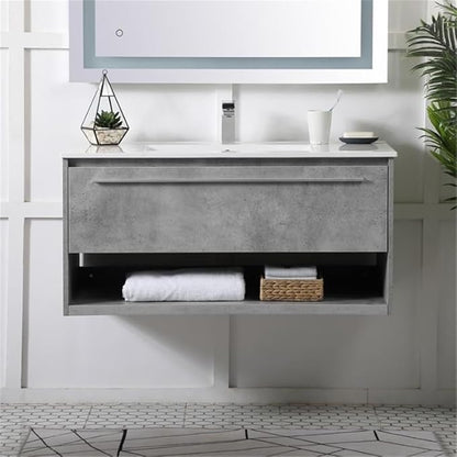 40 Inch Single Bathroom Floating Vanity in Concrete Grey