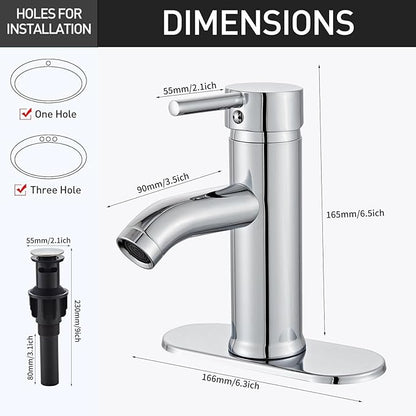Chrome Bathroom Sink Vanity Faucet Single Handle Modern RV Faucet Deck Mount 1 Hole or 3 Holes