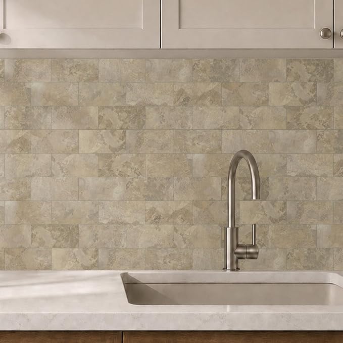 2026 New Upgrade Peel and Stick Backsplash Tile, Peel and Stick 11.34" X 11.57" Wall Tile for Kitchen, Bathroom, Fireplace, Laundry (Beige Ecru, 20 Packs)