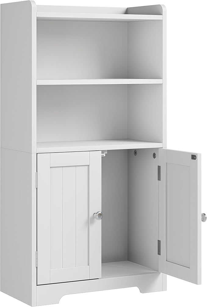 ChooChoo Small Bathroom Storage Cabinet, Narrow Toilet Paper Cabinet with 2 Door and Shelves, Freestanding Bathroom Floor Cabinet and Organizers for Small Spaces, 7.8" D * 15.7" W * 30.7" H, White
