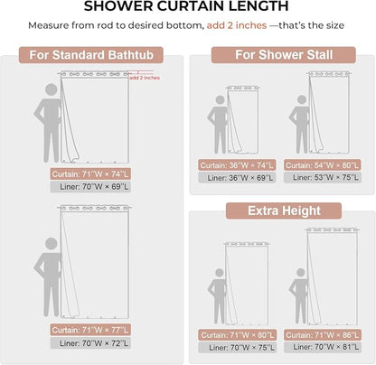 River Dream Linen Textured No Hooks Shower Curtain with Liner,Pink,71x74 | with Snap-in Liner,Heavy Duty Fabric,Quick Dry,Bottom Magnets,Water-Repellent,Washable,Farmhouse Bathroom Set