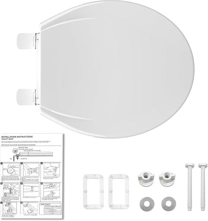 Potty Training Seat Built-In Toilet Seat, Round Toilet Seat 17 Inch with Baby Seat, 2 In 1 Soft Close Quiet No Slapping, Magnetic Absorption, Easy Installation for Bottom Fixing Toilet