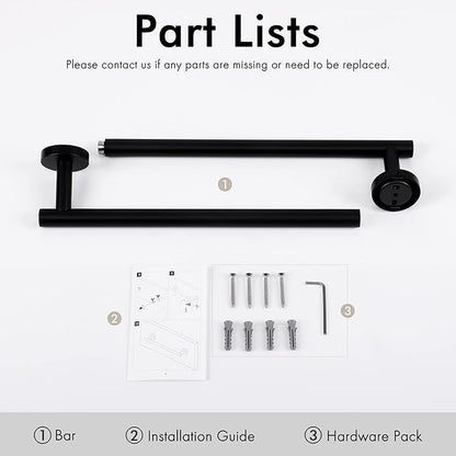 KES 23.2-Inch Towel Bar for Bathroom, Bath Towel Rack Towel Holder Wall Mount SUS304 Stainless Steel Matte Black, Total Length 25.5 Inch, A2000S65B-BK