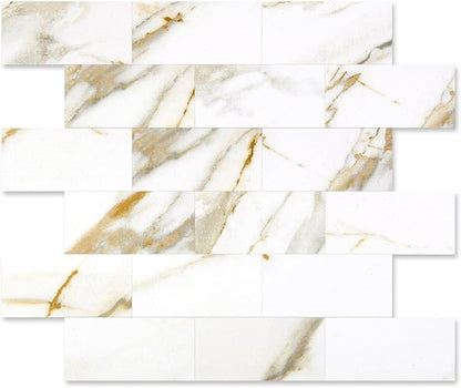 2026 New Upgrade Peel and Stick Backsplash Tile, Peel and Stick 11.34" X 11.57" Wall Tile for Kitchen, Bathroom, Fireplace, Laundry (Cala Golden, 5 Packs)