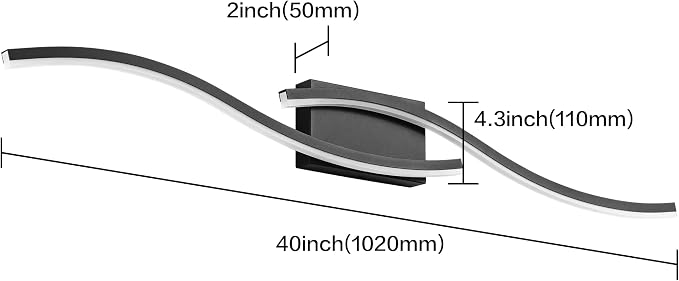 PRESDE 40 Inch Bathroom Light Fixtures Black Vanity Light Bar LED Modern Bath Wall Lighting Over Mirror Dimmable 3CCT