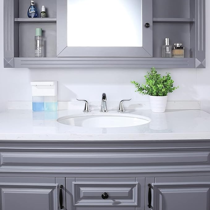 WOWOW 3 Hole Widespread Bathroom Faucet Chrome Bathroom Sink Faucets 2 Handle Bath Faucet 8 inch Vanity Faucet with Pop Up Drain Stopper Assembly Brass Mixer Taps for Bathroom Basin